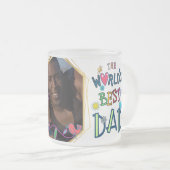 世界の最高のパパ写真の子どもの芸術カラフル フロストグラスマグカップ (正面右)