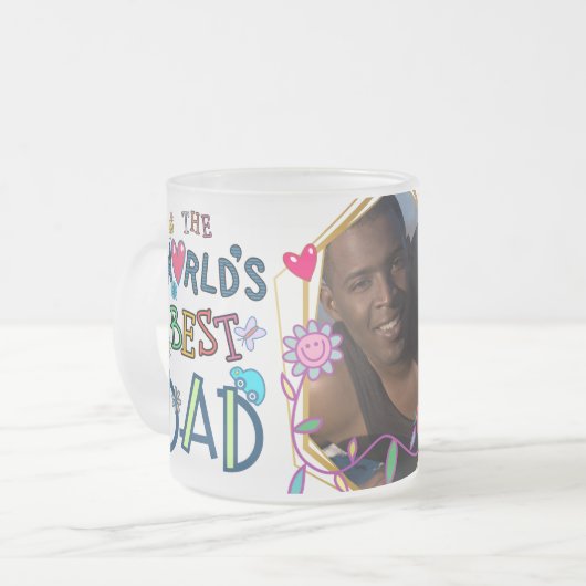 世界の最高のパパ写真の子どもの芸術カラフル フロストグラスマグカップ (正面左)