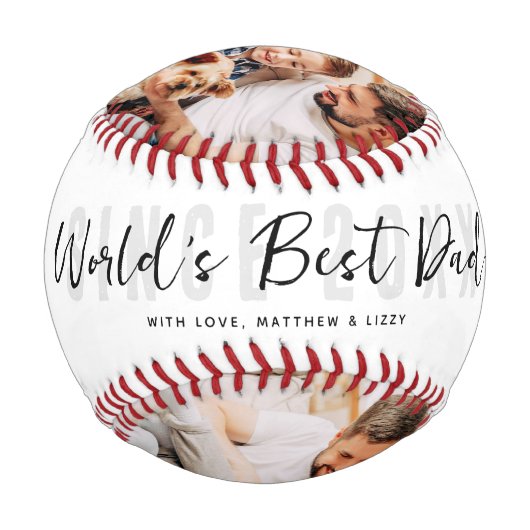 世界の最高のパパ写真モダン父の日 野球ボール (正面)
