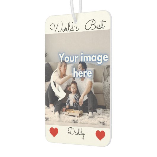 世界の最高のパパ写真文字テンプレート カーエアーフレッシュナー (左)