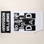 世界の最高のパパ名モダン白黒 ビーチタオル (正面)