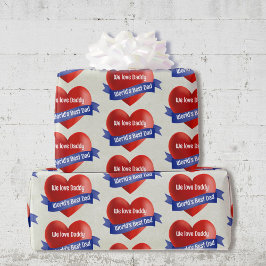 世界の最高のパパ子の名前または文字を追加 ラッピングペーパー