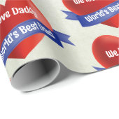 世界の最高のパパ子の名前または文字を追加 ラッピングペーパー (ロールコーナー)