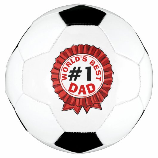 世界の最高のパパ引用文レッドリボンファーザー サッカーボール (正面)