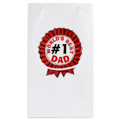 世界の最高のパパ引用文レッドリボンファーザー スモールペーパーバッグ (裏面)