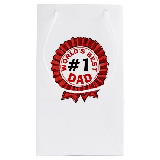 世界の最高のパパ引用文レッドリボンファーザー スモールペーパーバッグ (裏面)