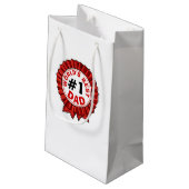 世界の最高のパパ引用文レッドリボンファーザー スモールペーパーバッグ (裏面アングル)