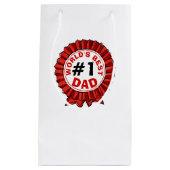 世界の最高のパパ引用文レッドリボンファーザー スモールペーパーバッグ (正面)