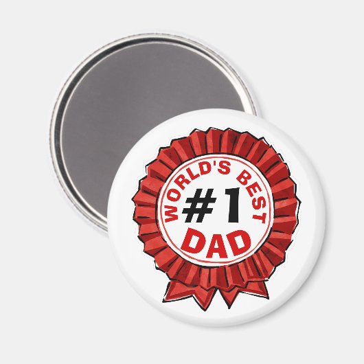 世界の最高のパパ引用文レッドリボンファーザー マグネット (正面/裏面)