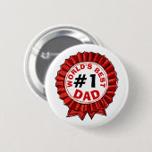 世界の最高のパパ引用文レッドリボンファーザー 缶バッジ (正面&裏面)