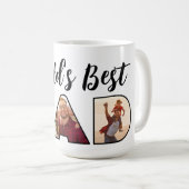 世界の最高のパパ引用文3 Photo CollageラテMag コーヒーマグカップ (正面右)