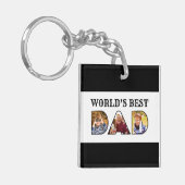 世界の最高のパパ引用文3 Photo Collage キーホルダー (正面左)