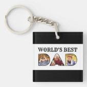 世界の最高のパパ引用文3 Photo Collage キーホルダー (正面)