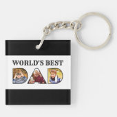 世界の最高のパパ引用文3 Photo Collage キーホルダー (裏面)