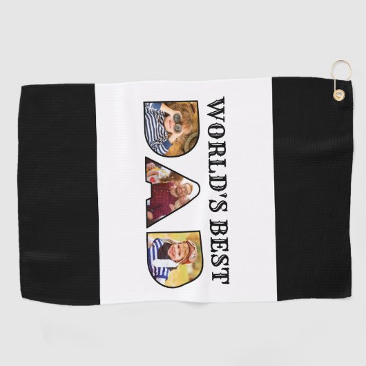 世界の最高のパパ引用文3 Photo Collage ゴルフタオル (横)