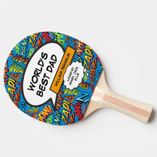 世界の最高のパパ父おもしろいクール漫画書 卓球ラケット (横)