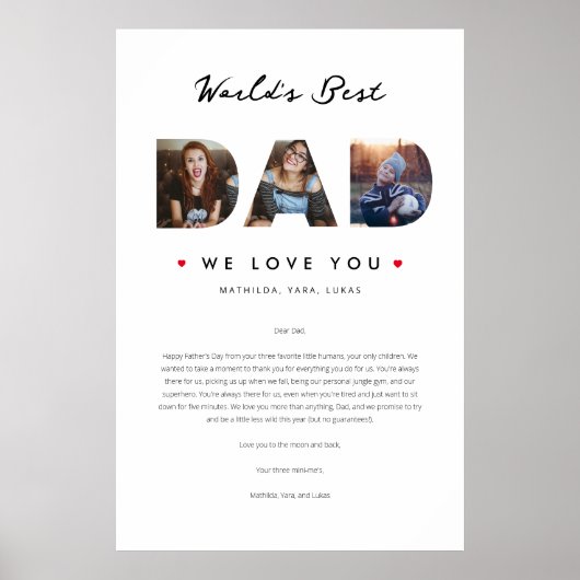 世界の最高のパパ父の日のおもしろい手紙 ポスター (正面)