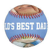 世界の最高のパパ父の日のカスタム2フォトブルー 野球ボール (裏面)