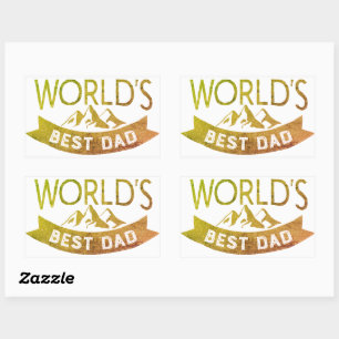 世界の最高のパパ父の日ゴールデン 長方形シール
