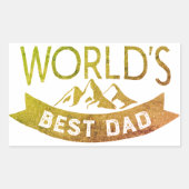 世界の最高のパパ父の日ゴールデン 長方形シール (正面)