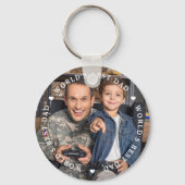 世界の最高のパパ父モダン子写真 キーホルダー (正面)