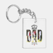 世界の最高のパパ認定の父の日の写真 キーホルダー (正面左)