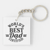 世界の最高のパパ認定の父の日の写真 キーホルダー (裏面)