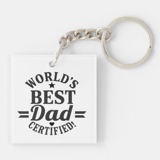 世界の最高のパパ認定の父の日の写真 キーホルダー (裏面)