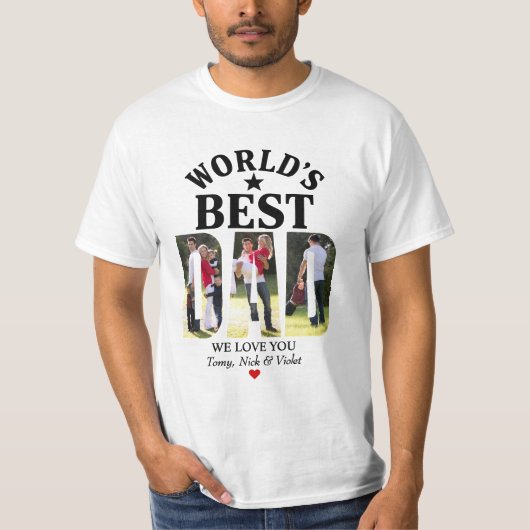 世界の最高のパパ認定の父の日の写真 Tシャツ (正面)
