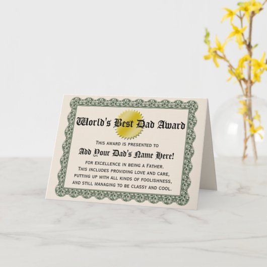 世界の最高のパパ賞証票 カード (黄色い花)