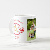 世界の最高のパパ野球カスタムの写真名 コーヒーマグカップ (正面左)