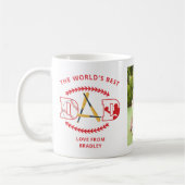 世界の最高のパパ野球カスタムの写真名 コーヒーマグカップ (左)