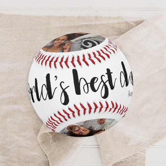 世界の最高のパパ2枚の写真、年、名前 野球ボール