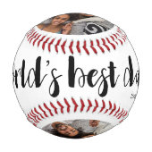 世界の最高のパパ2枚の写真、年、名前 野球ボール (正面)