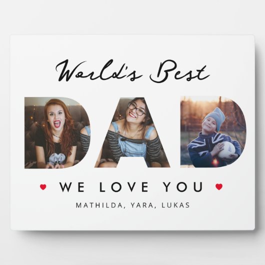 世界の最高のパパ3フォトコラージュ フォトプラーク (正面)