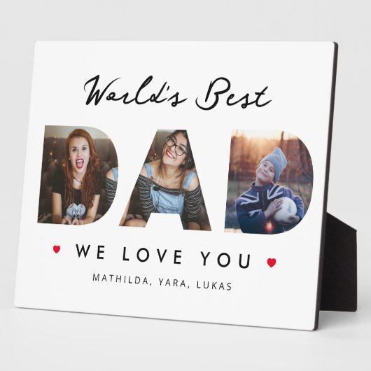 世界の最高のパパ3フォトコラージュ フォトプラーク (側面)