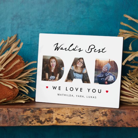 世界の最高のパパ3フォトコラージュ フォトプラーク (側面)