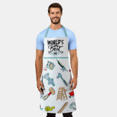 「世界の最高のパパ」ことわざDIYマニアスツール エプロン (着用した状態)