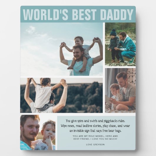 世界の最高のパパ |カラーブロックフォトコラージュ フォトプラーク (正面)