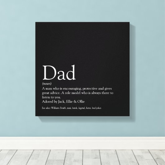 世界の最高のパパ·ダディ·ファザー·デフィニション·おもしろい·ブラック キャンバスプリント (インサイチュ (ウッドフロア))