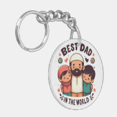 世界の最高のパパ – 愛するイスラム教徒のパパキーチェーン キーホルダー (正面左)