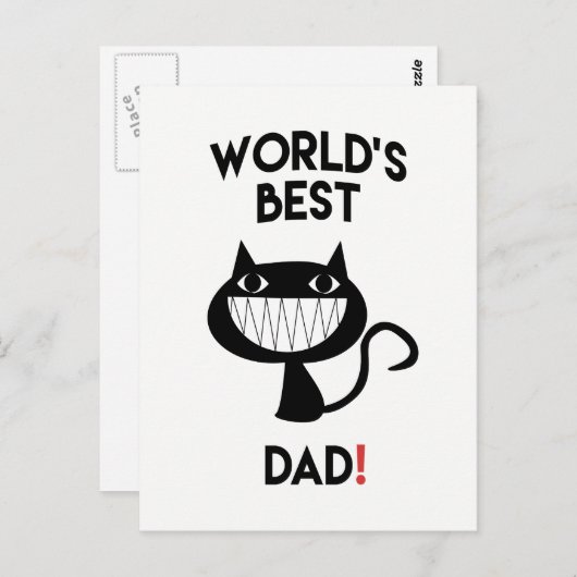 世界の最高のパパ!漫画おもしろい猫はがき ポストカード (正面/裏面)
