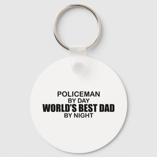 世界の最高のパパ – 警官 キーホルダー (正面)