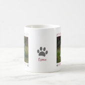 世界の最高のプードルママPink Gray Pawプリント写真 コーヒーマグカップ (中央)