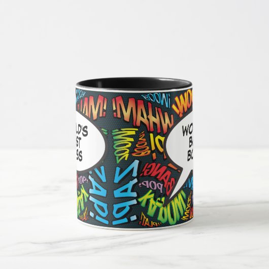 世界の最高のボスおもしろいレトロ漫画本ポップ・アートの画 マグカップ (中央)