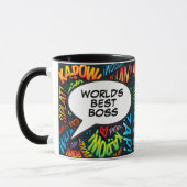 世界の最高のボスおもしろいレトロ漫画本ポップ・アートの画 マグカップ (左)