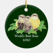 世界の最高のボスカスタムデイテッド西キングバード セラミックオーナメント (裏面)