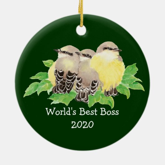 世界の最高のボスカスタムデイテッド西キングバード セラミックオーナメント (裏面)