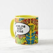 世界の最高のボス漫画本美術ポップ・アートのおもしろいレトロ マグカップ (正面左)