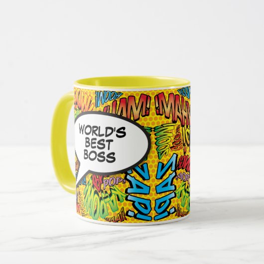 世界の最高のボス漫画本美術ポップ・アートのおもしろいレトロ マグカップ (正面左)